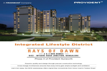 Book 2 & 3 BHK apartments starting from Rs. 48 Lacs at Provident Rays Of Dawn in Bangalore
